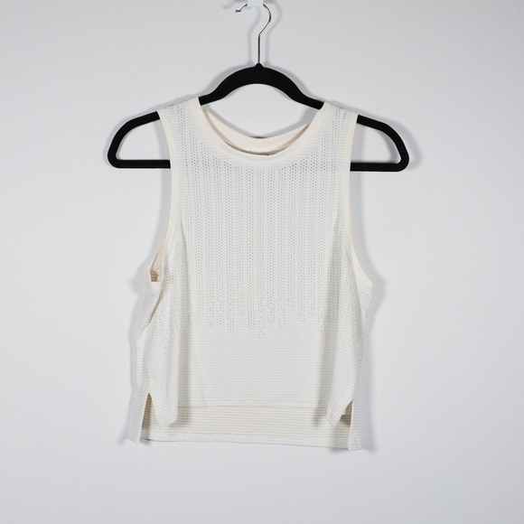 Lululemon Women's Train To Be Tank Stripe Rain Perforated Top Solid White Small - Picture 1 of 3